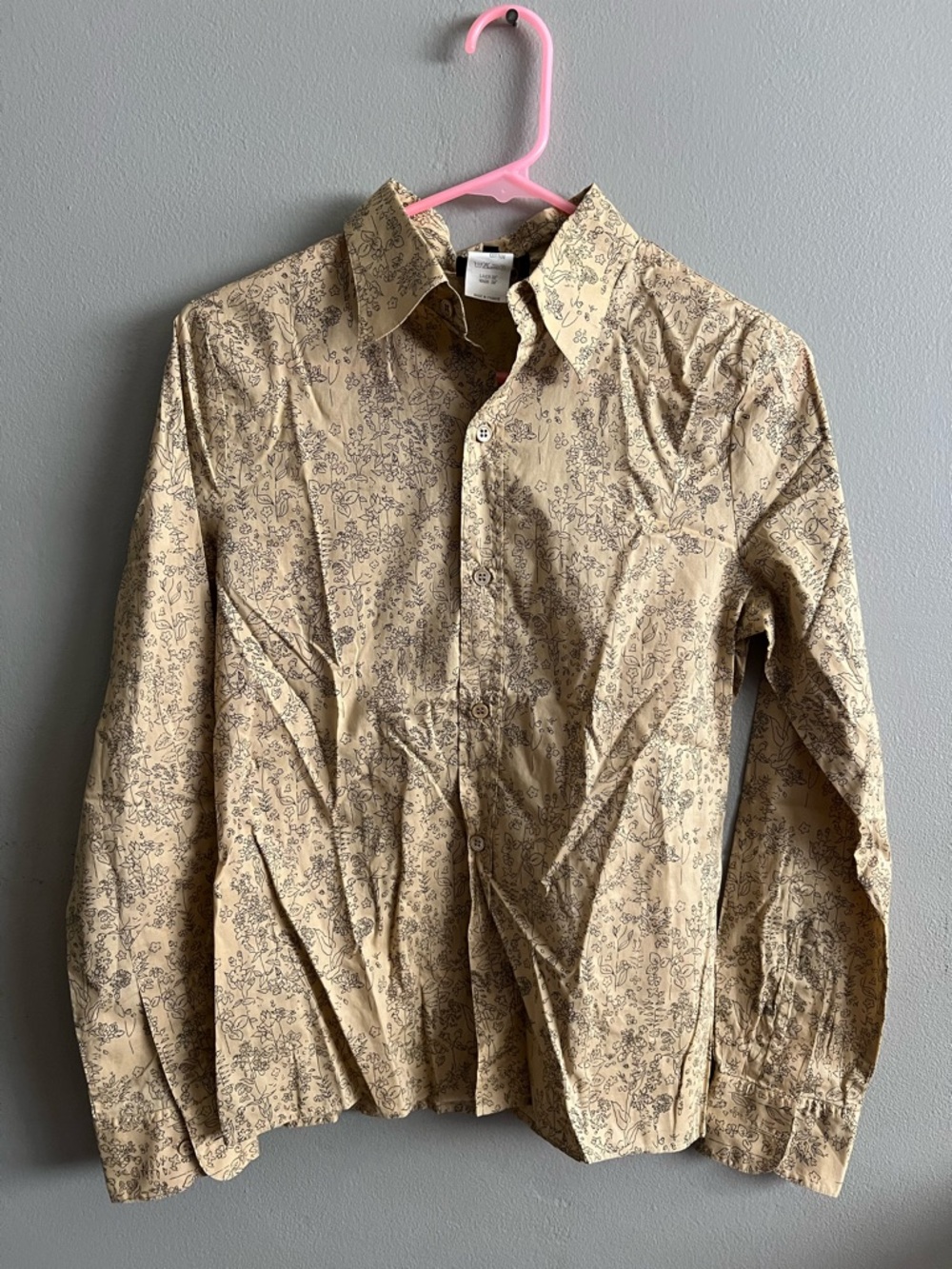 Men’s APC Chemise Floral Shirt Beige Black Button Up Cotton Long Sleeve M